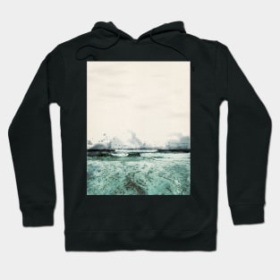 Monterey Bay Crashing Waves Digital Watercolor 2021 Hoodie